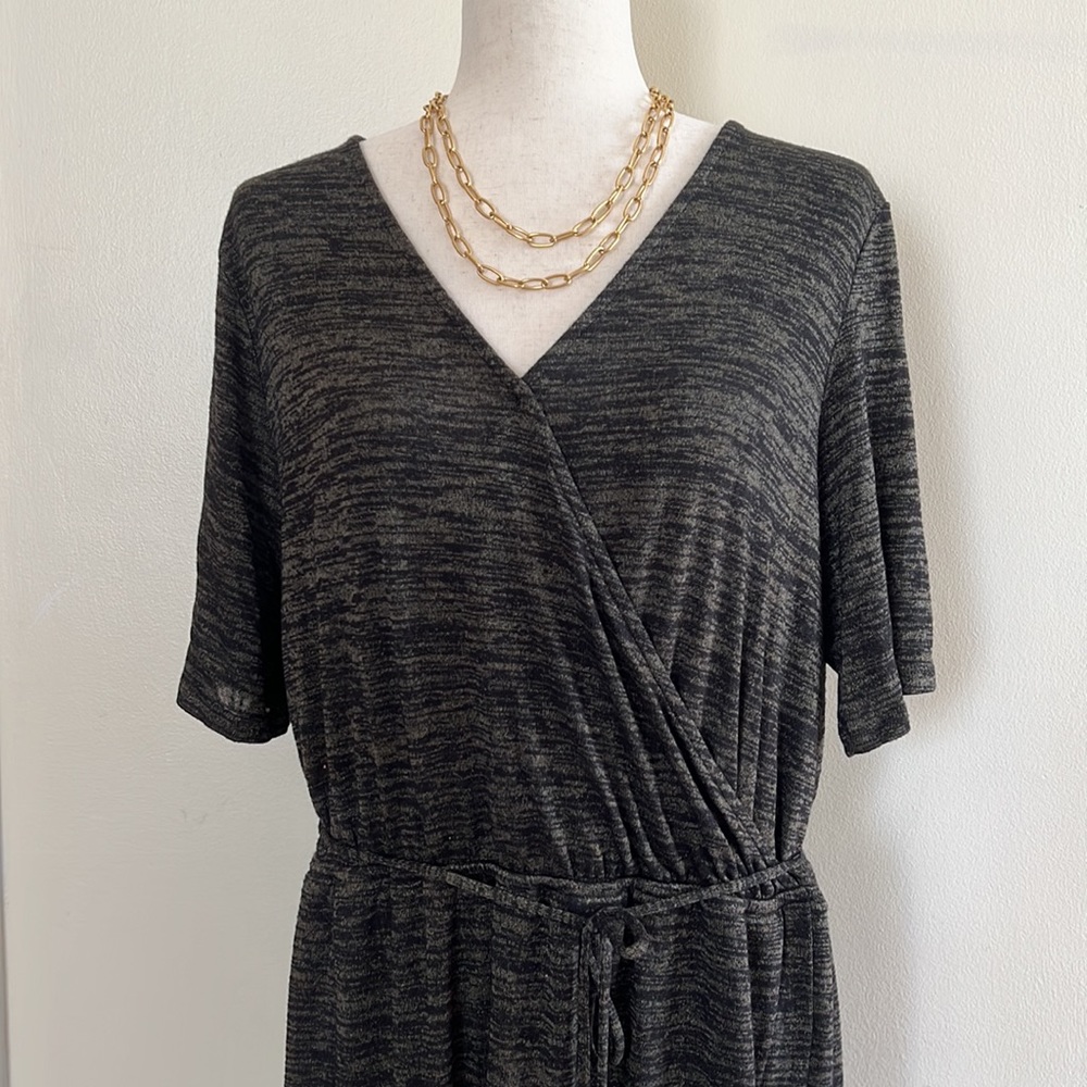 Apt. 9 Faux wrap heathered brown/black knit dress